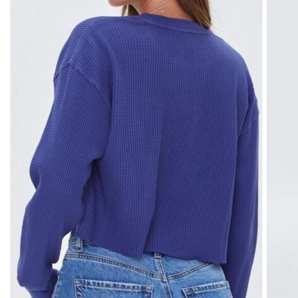 Forever 21 Purple Butterfly Waffle Knit‎ Butterfly Graphic Cropped Tee Sz S - Picture 2 of 9